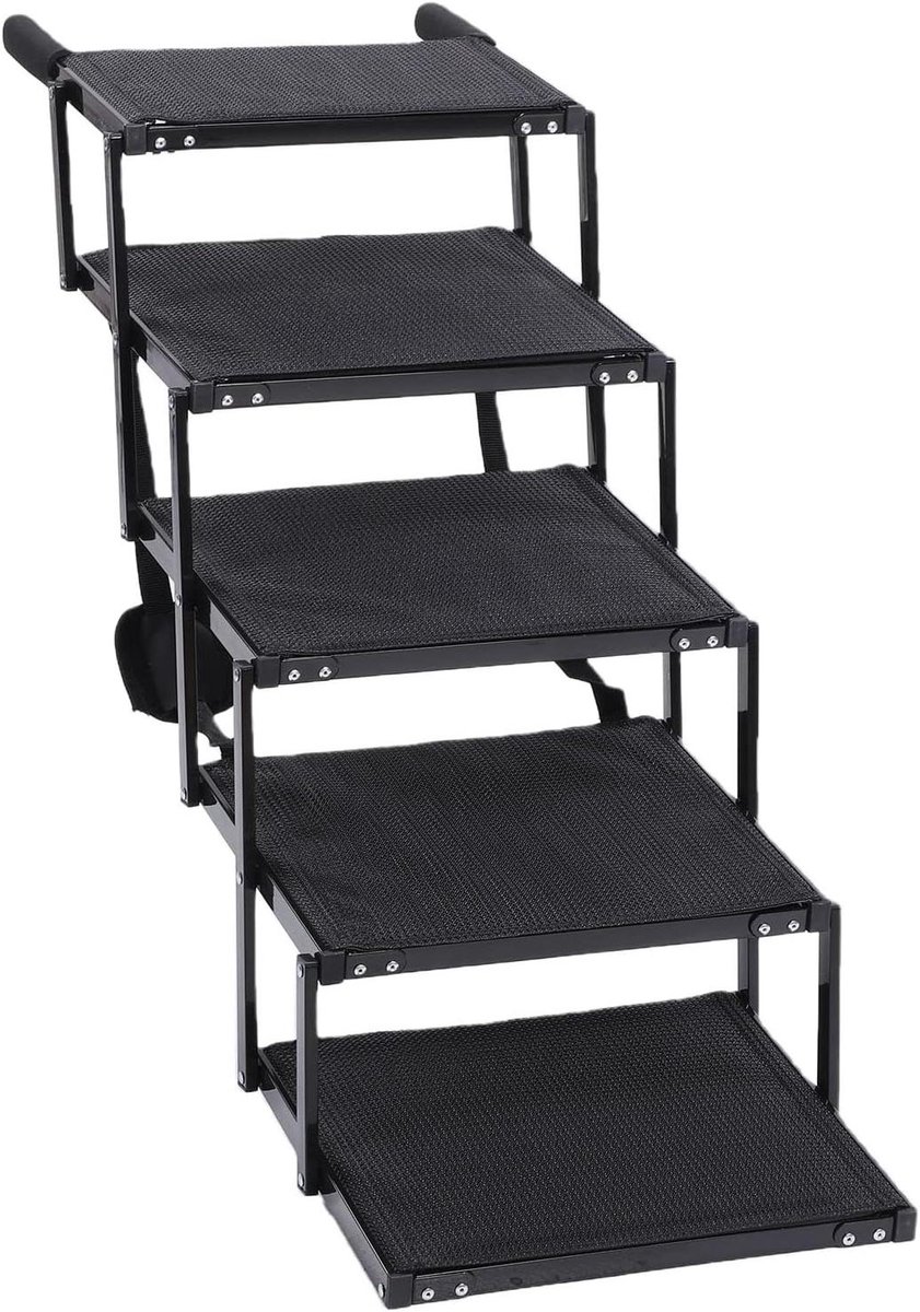 Hondenladder Auto - Huisdierentrap Opvouwbaar - Veilig Instappen - Verstelbare Lengte - Tot 122 cm - Grijs