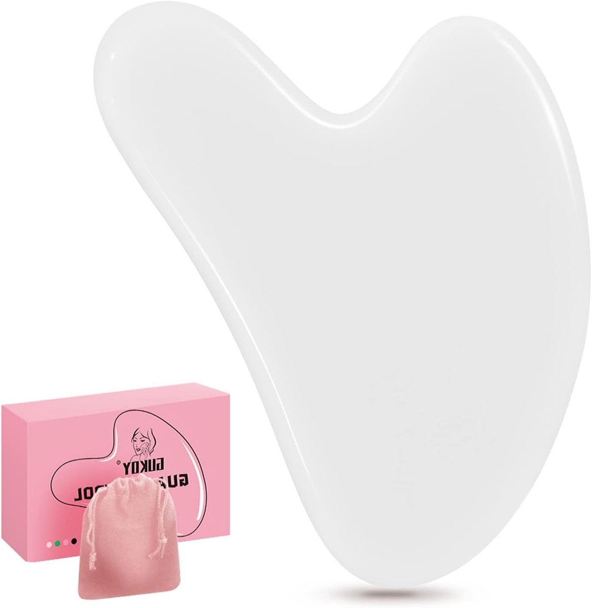 Natuurlijke Jade Gua Sha Gezichtstool voor SPA, Acupunctuur en Spierontspanning, Vermindert Puffiness en Spanning