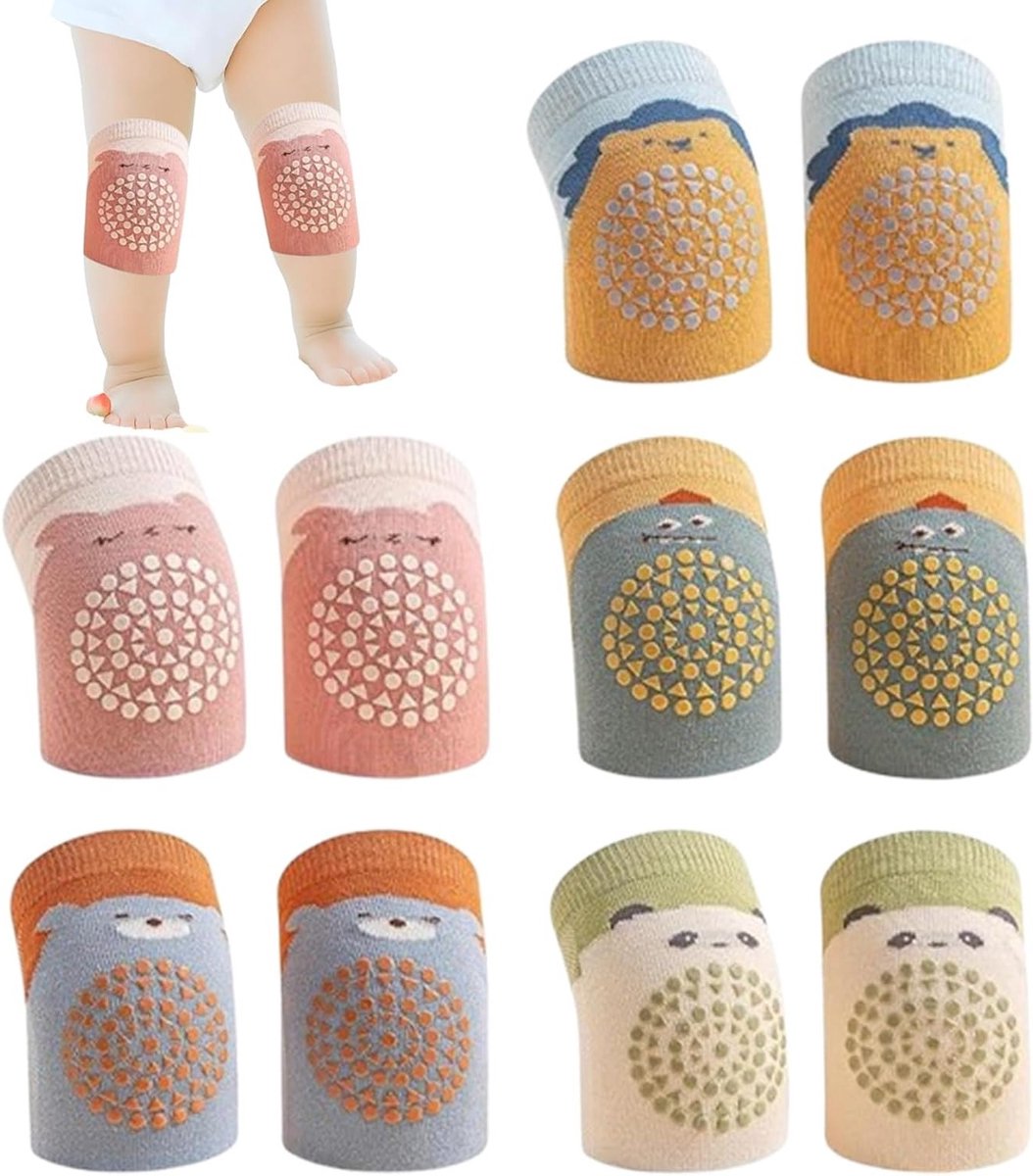 Set van 5 kniebeschermers voor kinderen, antislip, verstelbaar, ideaal voor kruipen, schattig en comfortabel voor jongens en meisjes