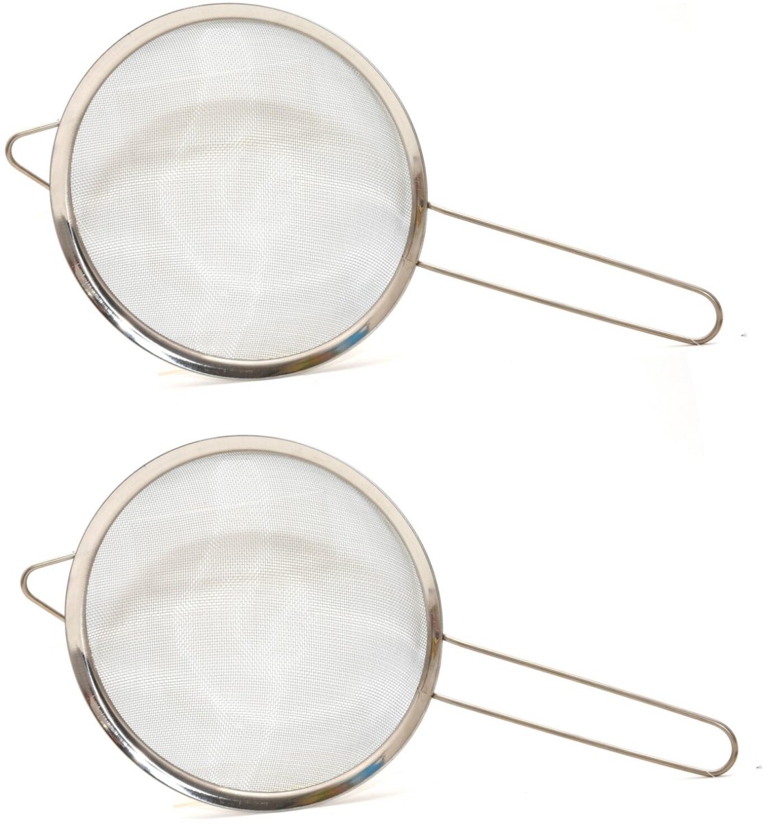 Keukenzeef - 2x - vergiet - RVS - diameter 18 cm - zeven - poedersuiker strooier