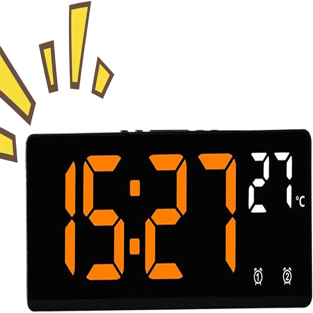 carmdering - Digitale Wekker - Digitale Klok - Tafelklok - Spraakgestuurde Bediening - Dubbele Alarmfunctie - ABS Kunststof - Temperatuurweergave - Ideaal Voor Slaapbeheer - 1 Stuk