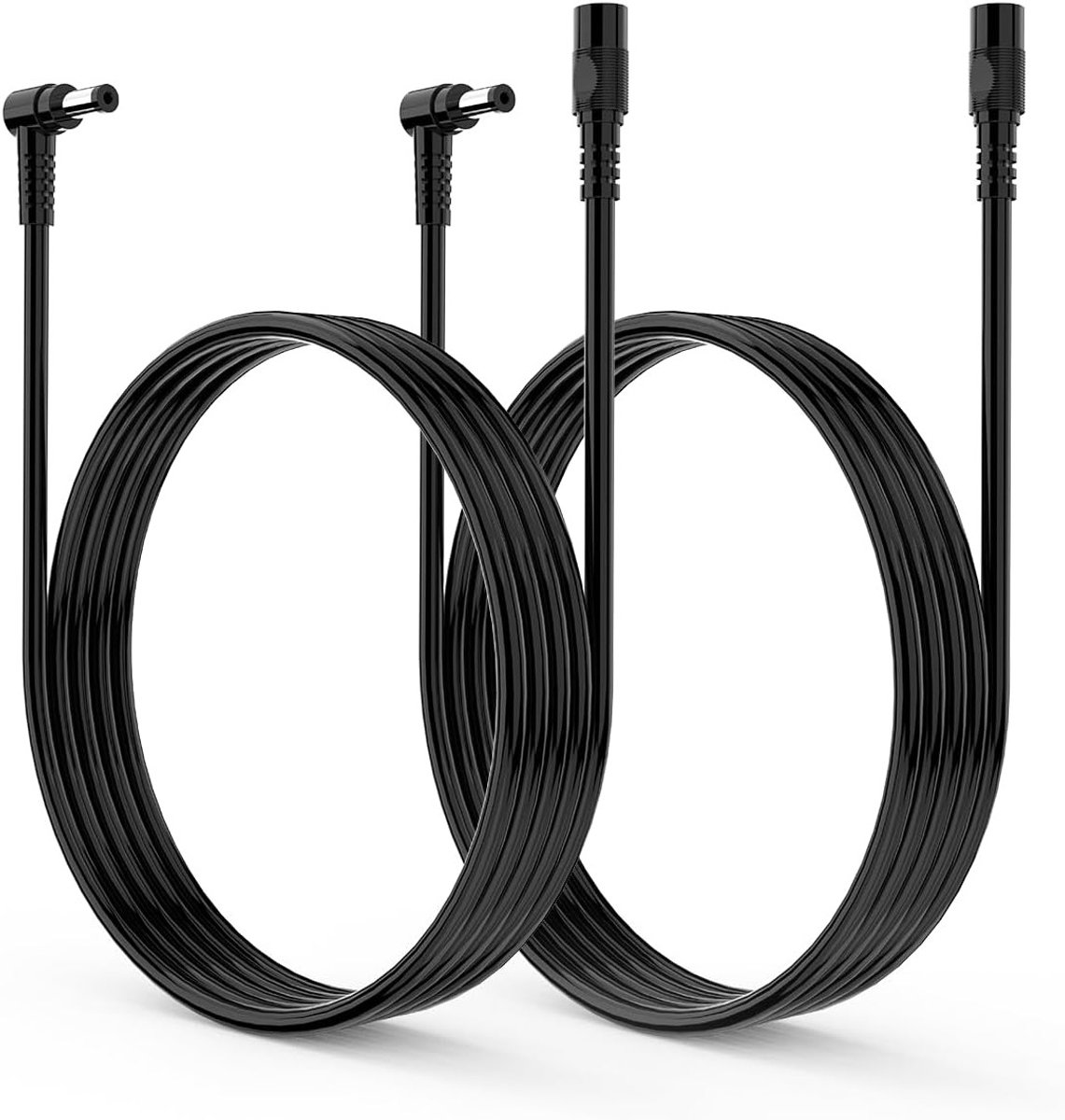 Câble d'Extension DC 1M voor 12V Apparaten, 5.5mm x 2.1mm, 90° Hoek, Geschikt voor Camera's, DVR en NVR, Ondersteunt DC 5V tot 24V, 2 Stuks