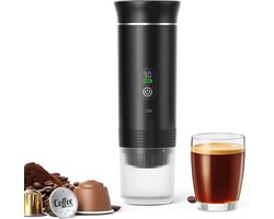 Koffiemachines - Koffiezetapparaat - Draagbare elektrische espressomachine - 3-in-1 draagbaar koffiezetapparaat met zelfverwarmende functie - USB-C-oplaadpoort - Voor camper - Kamperen - wandelen en kantoor - Zwart
