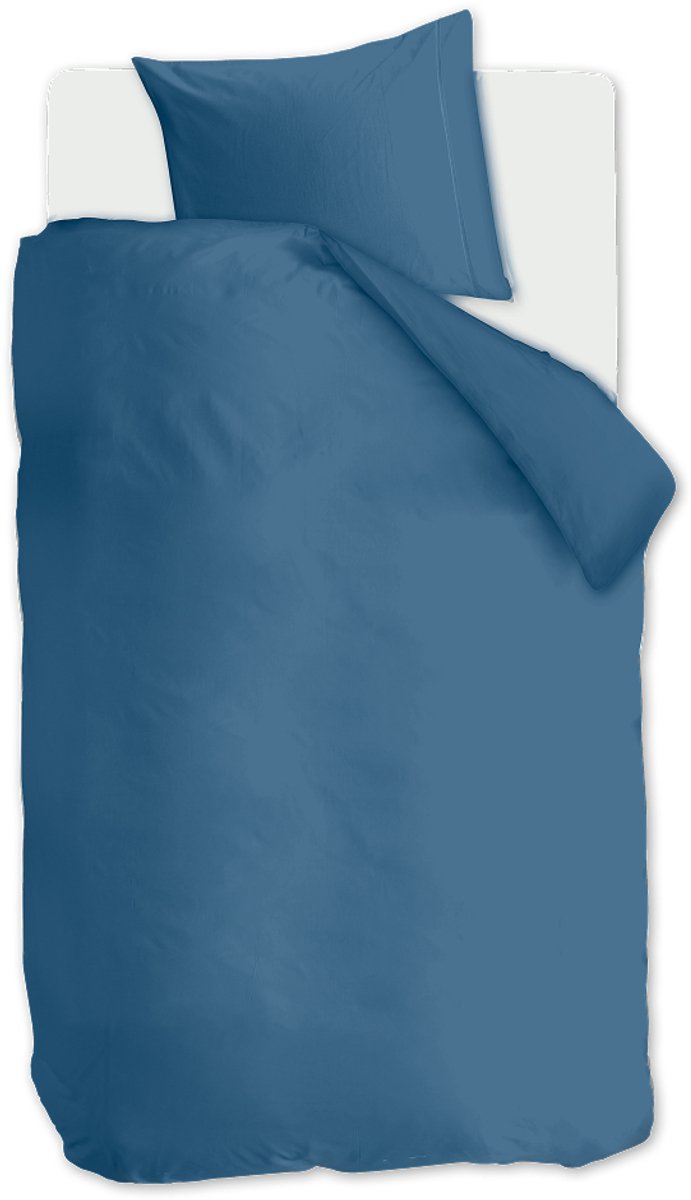 Auping Navy blue satin Dekbedovertrek - Eenpersoons 140 x 220 cm - Katoensatijn - Blauw
