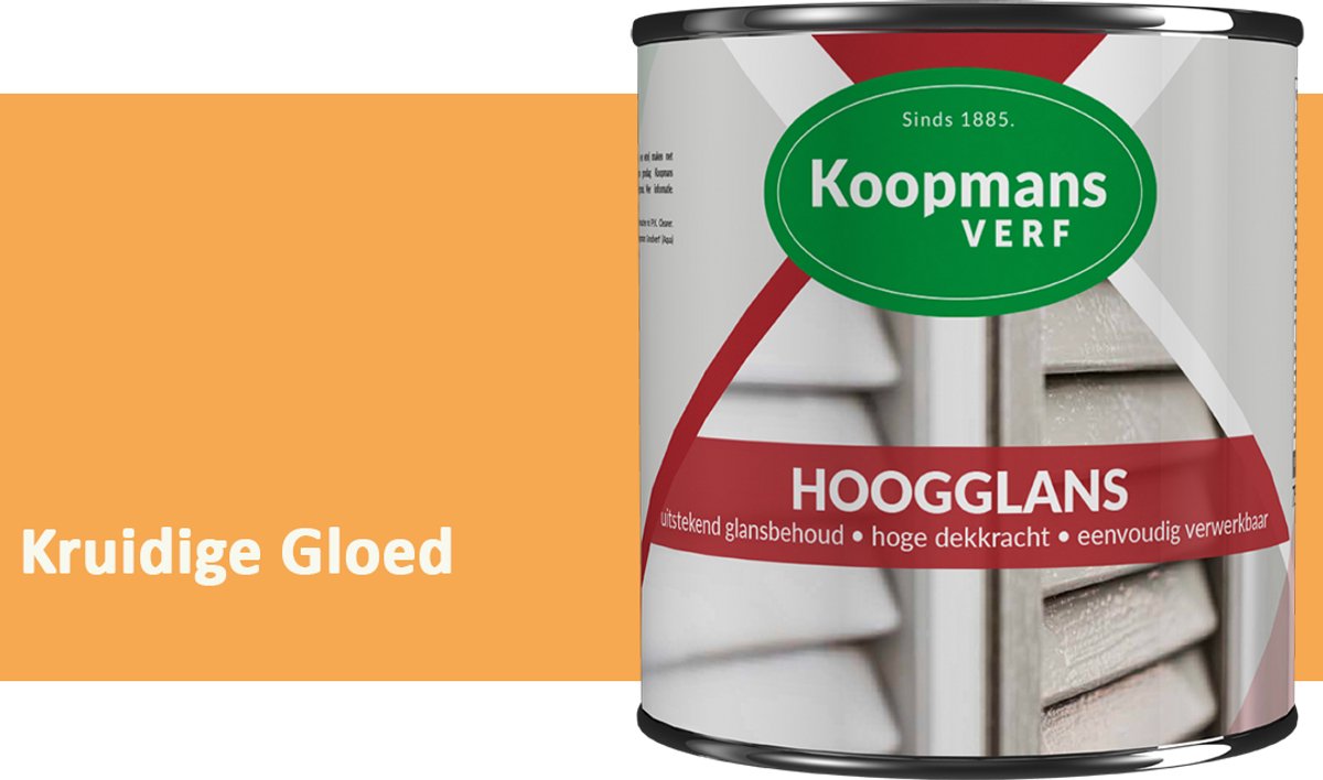 Koopmans Hoogglans Lakverf Binnen & Buiten – Voor Hout en Metaal – Krasvast – Hoge Dekkracht – Kozijnen, Deuren & Meubels – Kruidige Gloed – 2,5 l