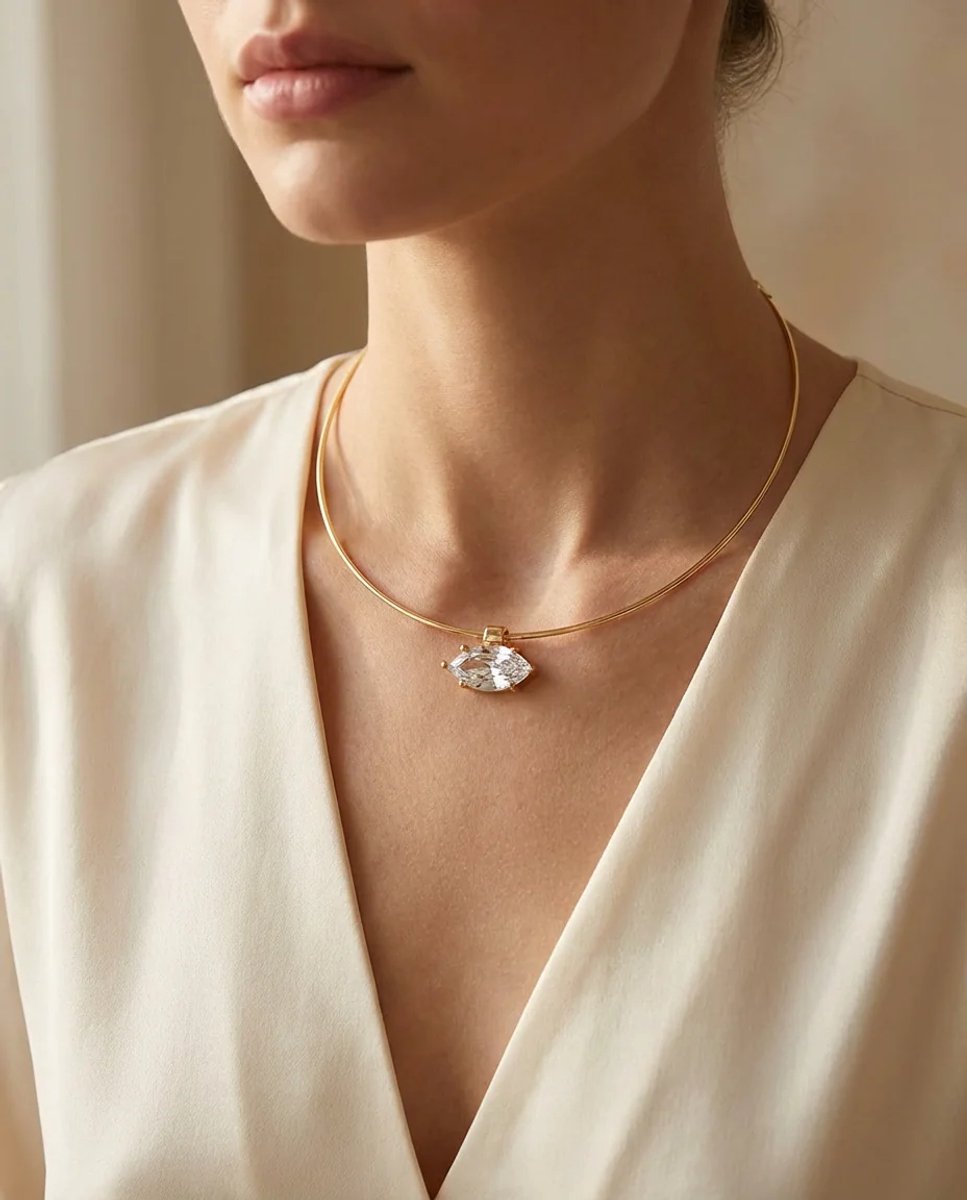 Dorvina Messing Verguld Verkleurt Niet Sieraad Zirkonia Tel Choker Tasma Prenses Dames Ketting