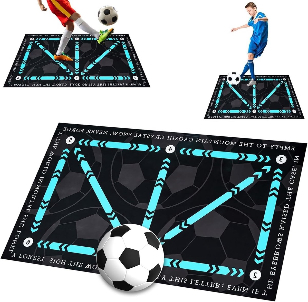 Training Mat voor Voetbal, Antislip Voetstap Mat voor Kinderen en Volwassenen, Verbeter Dribbelen, Balcontrole en Voetbalvaardigheden, Ideaal Trainingsmateriaal voor Sporters (B, 50 * 80)