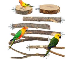 Set van 8 Natuurlijke Houten Perches voor Vogels - Vogelstandaarden, Speelgoed en Accessoires voor Parkieten en Andere Vogels