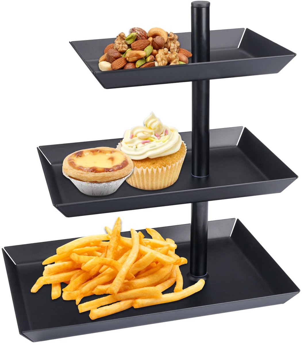 carmdering - Etagere 3 Stöckig - Servierständer - Metall Schwarz - Für Kuchen Muffins Obst - Für Party & Küche