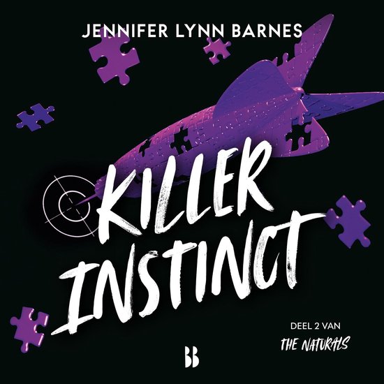 Paarse puzzelraket met 'KILLER INSTINCT' in witte letters. Deel 2 van The Naturals.