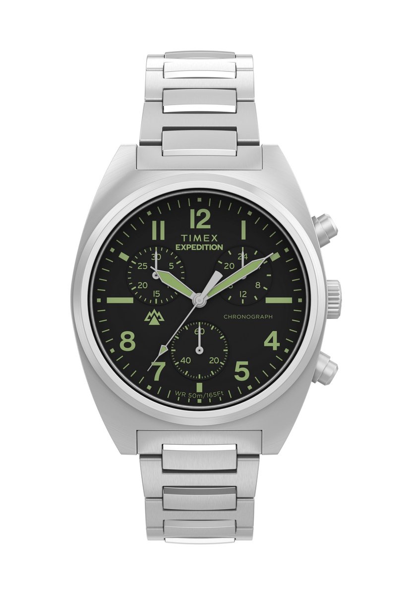 Timex Expedition® Capstone Chronograph Quartz Analoog Horloge Silver Tone Kast: 100% Roestvrij Staal | Armband: 100% Roestvrij Staal 41 mm TW2Y61200AJ, TW2Y61300AJ