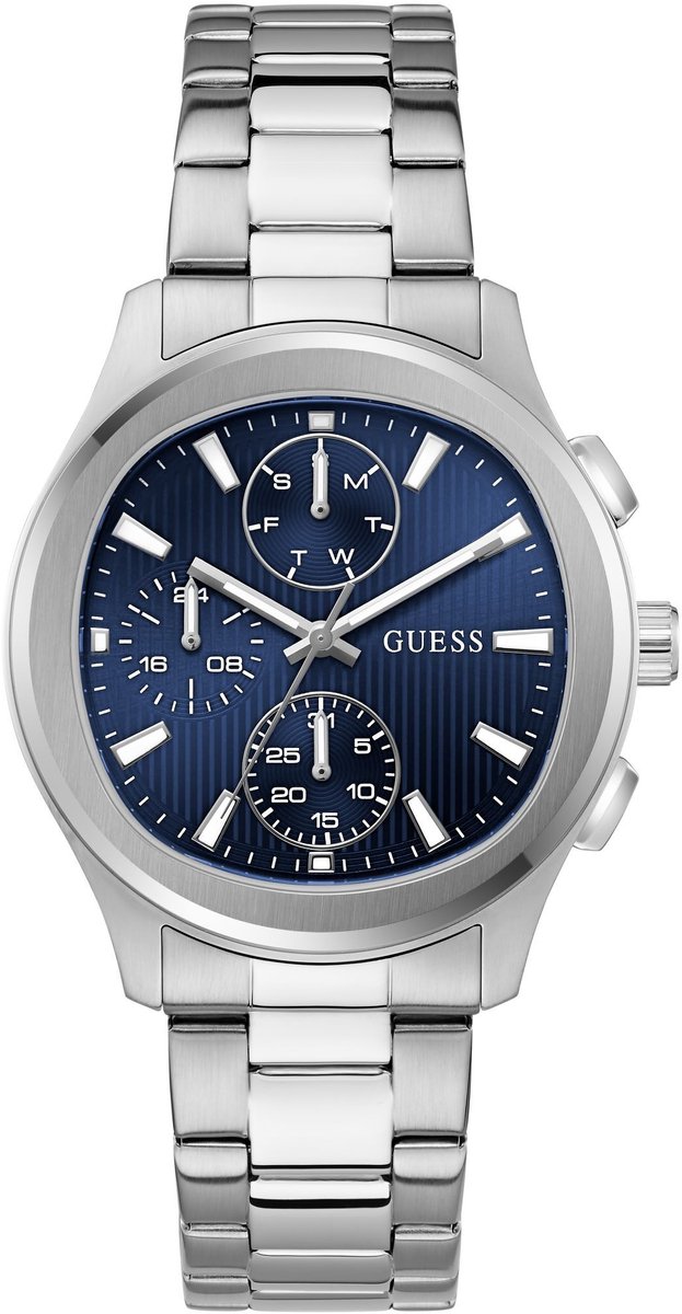 Guess Palmer Quartz Analoog Horloge Zilvertint En Blauw Kast: 100% Roestvrij Staal | Armband: 100% Roestvrij Staal 40 mm GW1048G1, GW1048G2, GW1048G4, GW1048G7