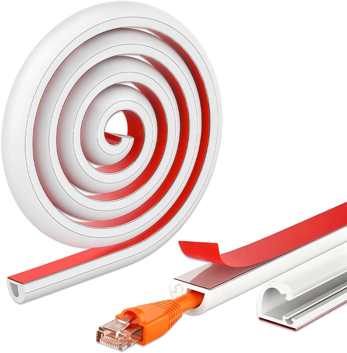 Flexibele Mini Kabelgoot van 2 Meter, Halfcirkelvormige Kabelbedekking, Zelfklevende Kabelgoot voor Wandmontage en Elektrische Kabels
