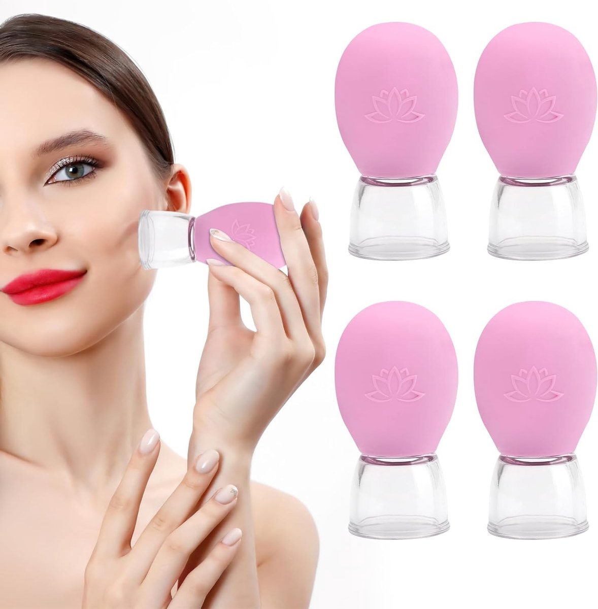 4 Stuks Silicone Cupping Set voor Gezicht en Lichaam, Perfect voor Massage en Huidverzorging