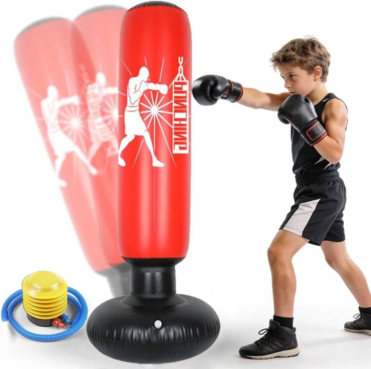 Opblaasbare Staande Bokszak voor Kinderen van 6-12 Jaar - Ideaal voor Karate, Taekwondo en MMA Training, Perfecte Cadeau voor Jongens en Meisjes