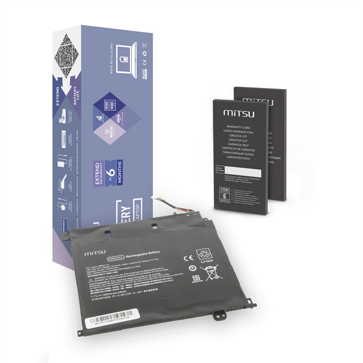 Mitsu - DR02XL Serie - Bateria voor HP Chromebook 11 G5 11-v - Hoge Technologie - Milieuvriendelijk