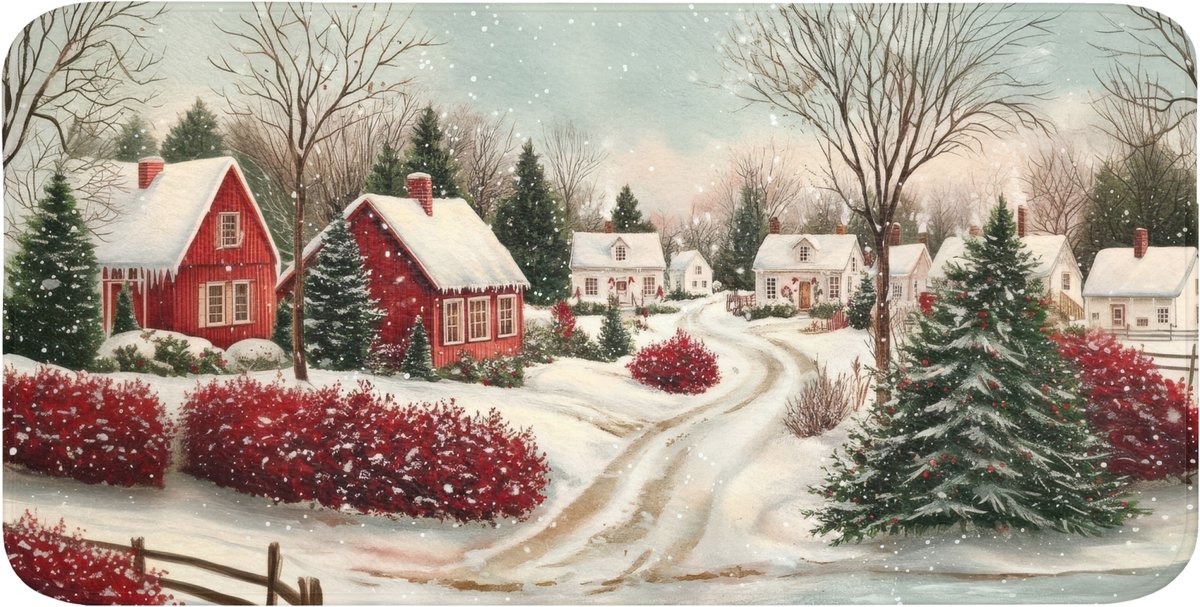 Badmat 120x60 cm - Antislip - Kerstsfeer - Landelijk - Rood - Badmatten voor badkamer - Badkamermat - Douchemat - Badkamer mat