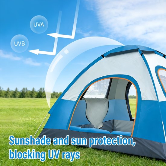 Dutchers® Pop-up Tent 3-4 Personen - 210x210x130 cm - Koepeltent - Winddicht - Kampeertent - Strandtent - Bivaktent - Festivaltent - Speeltent - Noodsituatie - Noodpakket - Snelle Opzet - Ideaal voor Camping, Strand & Reizen van Dutchers — afbeelding 3