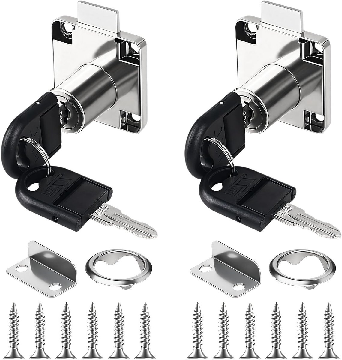 Set van 2 Meubelcilindersloten van 22mm met Sleutels voor Kasten, Lades en Bureau's
