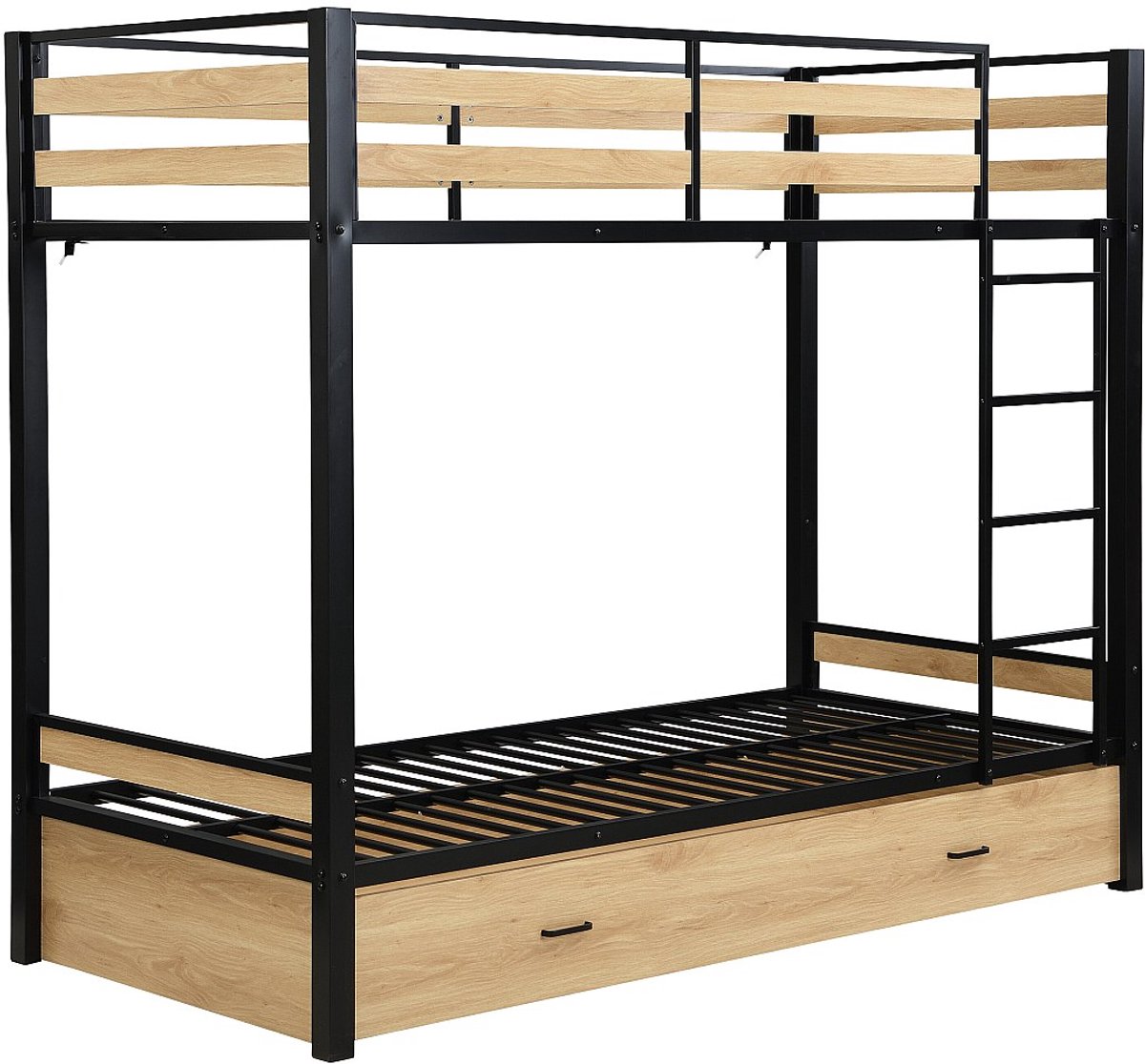 Vente-unique Stapelbed metaal zwart, natuurlijk licht 2x90x190 cm