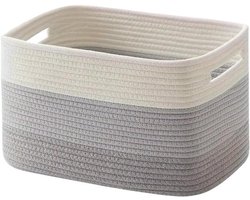 Katoenen Opbergmand 65L - Rechthoekige Wasman - Gevlochten Mand voor Dekens, Speelgoed & Was - 100% Natuurlijk & Veilig - Woonkamer & Babykamer - Grijs