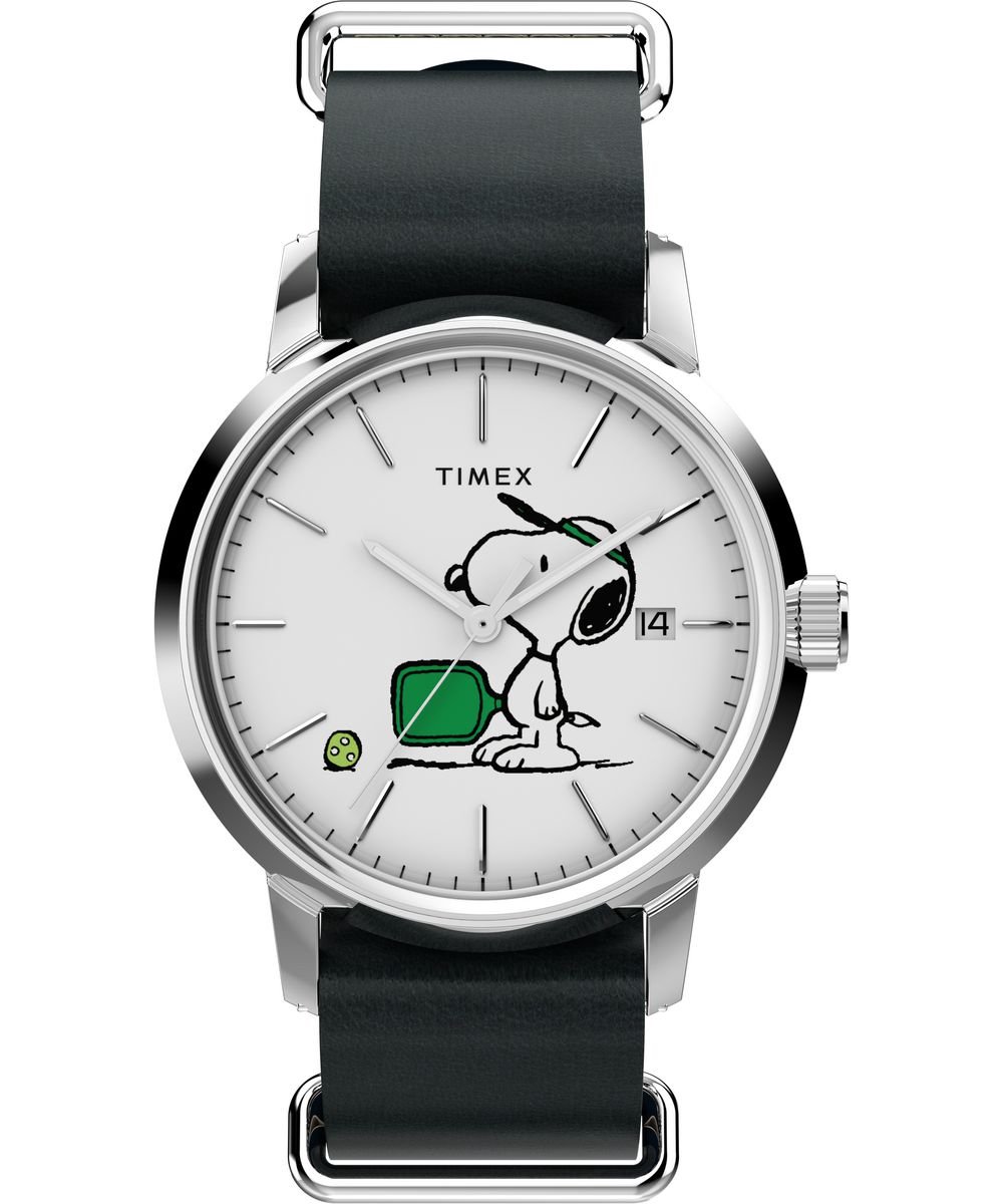 Timex Peanuts Marlin TW2Y50500 Horloge - Leer - Blauw - Ø 40 mm