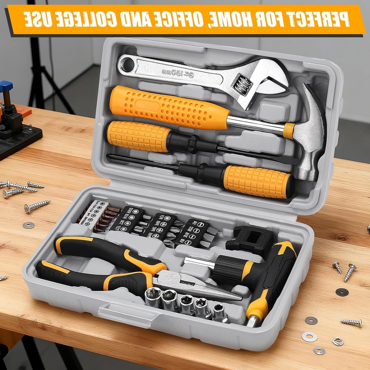 Compacte Handgereedschapset voor Huishoudelijke Klussen, Draagbare Gereedschapskoffer met Essentiële Tools voor Thuis en Kantoor — cadeau in Gereedschap - foto 3