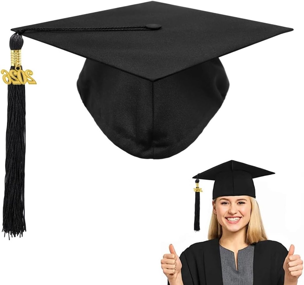 Unisex Afstudeerhoed met 2025 Pendant en Franje voor Studenten - Verstelbare Hoed voor Hoger Onderwijs en Middelbare School Ceremonie