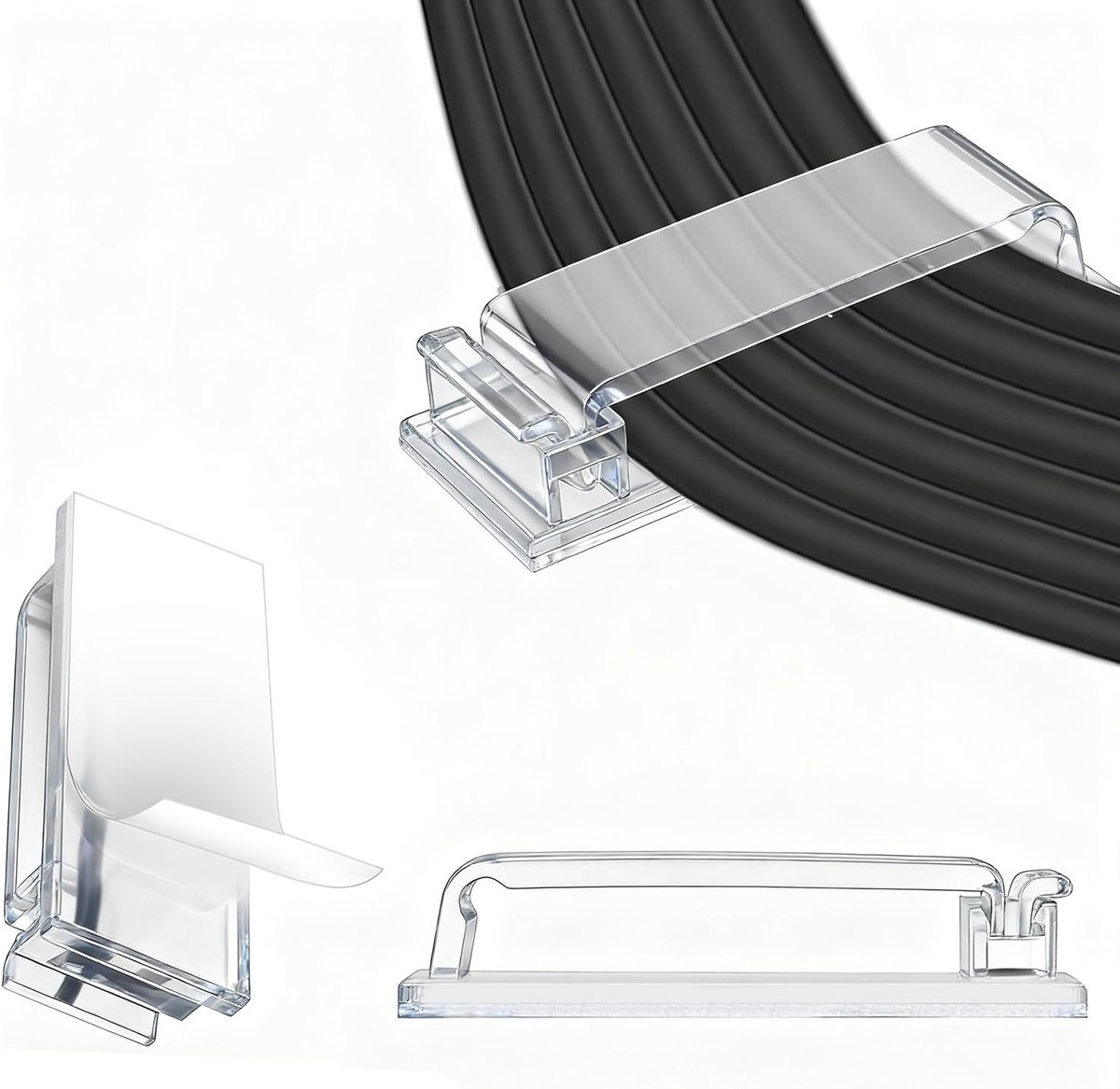 Set van 30 Kabelhouders met Plakrug voor Desk, Thuis en Kantoor - Transparante Clips voor Kabels, Draden en Routers