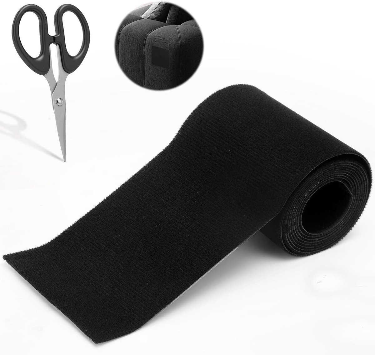 Zwart 10 cm x 2 m Fabric Repair Tape - Zelfklevende Reparatietape voor Doeken, Tenten en Meubels, Waterdicht en Geschikt voor Kleding en Autozetels
