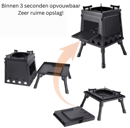 Kampeerkooktoestel - Opvouwbare Houtkachel met Mini Oven - Draagbaar & Compact - inclusief Tas - ideaal voor Camping, BBQ & Outdoor van Merkloos — afbeelding 2