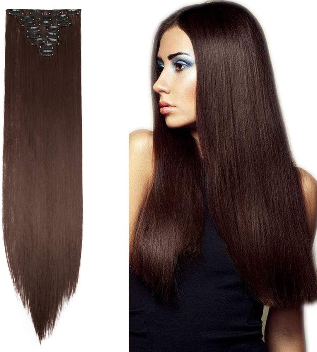 Clip-in Haarextensions 66 cm Kunstmatig Glad Haarverlenging met 18 Clips