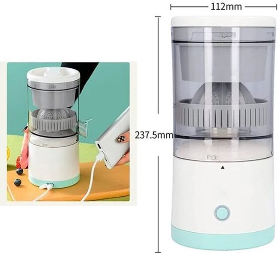 Elektrische citruspers, USB-citruspers, sapcentrifuge, fruit- en groentepers, 400 ml - VITAPRESS van Merkloos — afbeelding 2