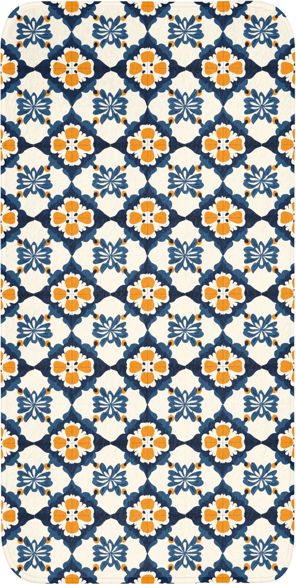 WC mat 60x120 cm - Antislip - Klassiek - Geometrisch - Blauw - Toiletmat - Vloermat - Douc