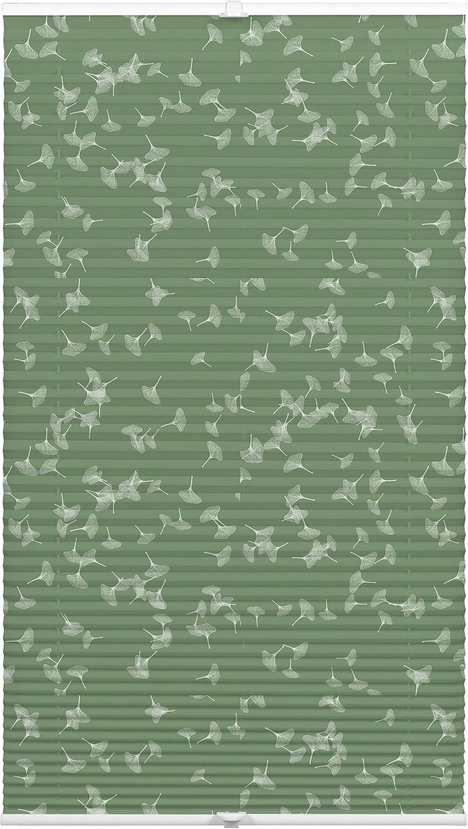 GARDINIA plisségordijn om te klemmen, ondoorzichtig vouwgordijn, alle montagedelen inbegrepen, plisségordijn gespannen met twee bedieningsrails, Japandi Ginkgo Jade Green, groen, 50 x 130 cm