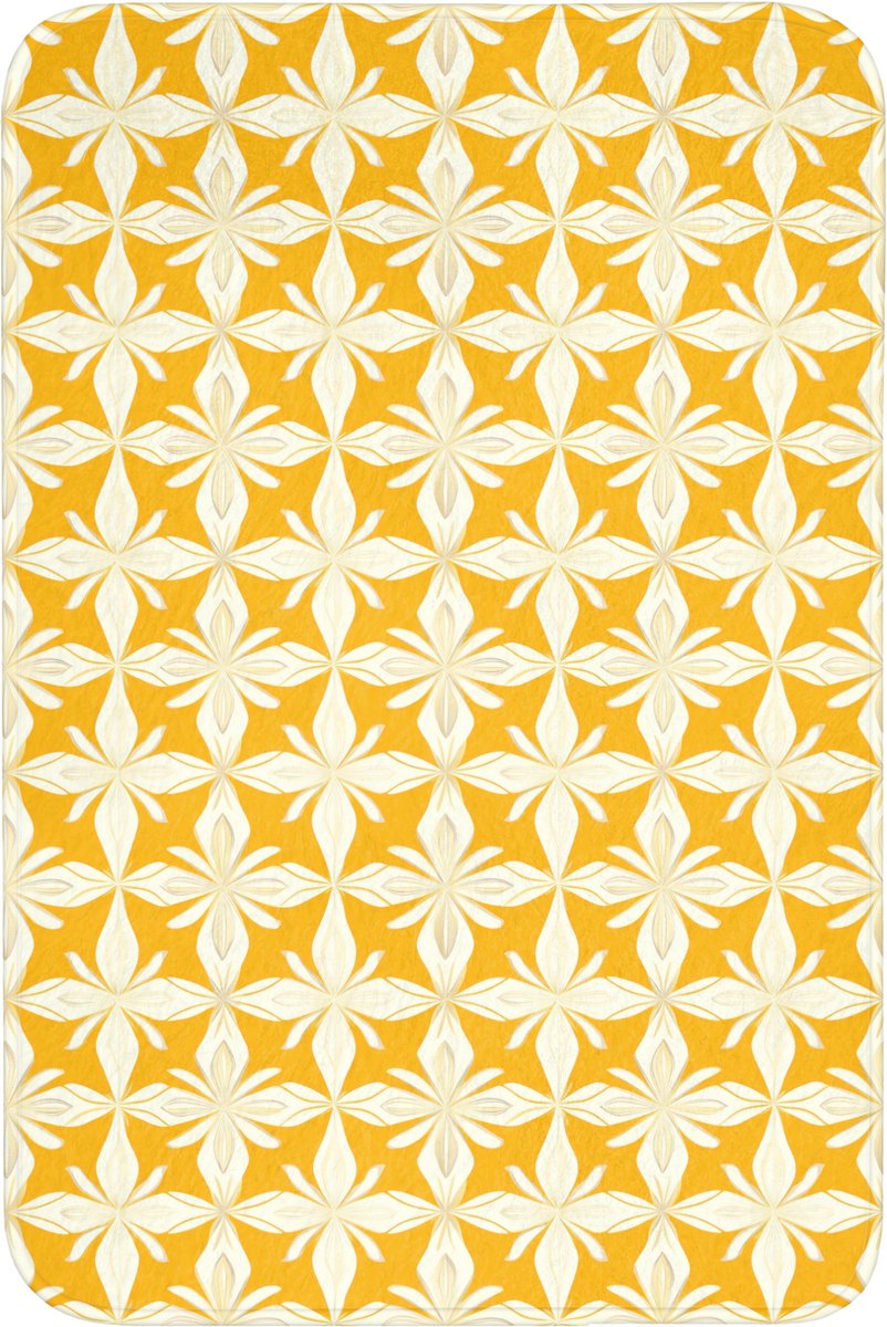 WC mat 60x90 cm - Antislip - Patroon - Retro - Geel - Toiletmat - Vloermat - Douchemat - T