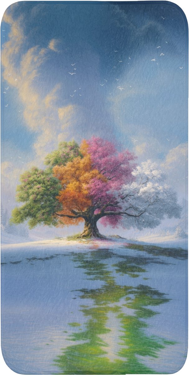 Badmat 60x120 cm - Antislip - Boom - Seizoenen - Winter - Landschap - Badmatten voor badkamer - Badkamermat - Douchemat - Badkamer mat