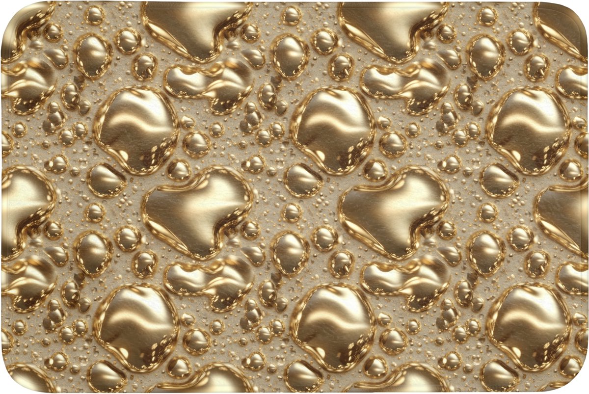 WC mat 90x60 cm - Antislip - Druppels - Organisch - Goud - Toiletmat - Vloermat - Douchema
