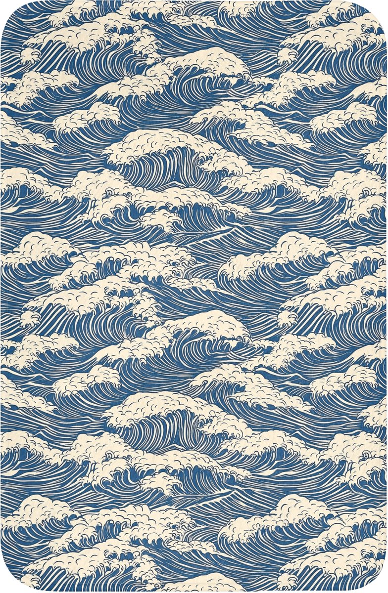 WC mat 40x60 cm - Antislip - Golven - Klassiek - Blauw - Toiletmat - Vloermat - Douchemat