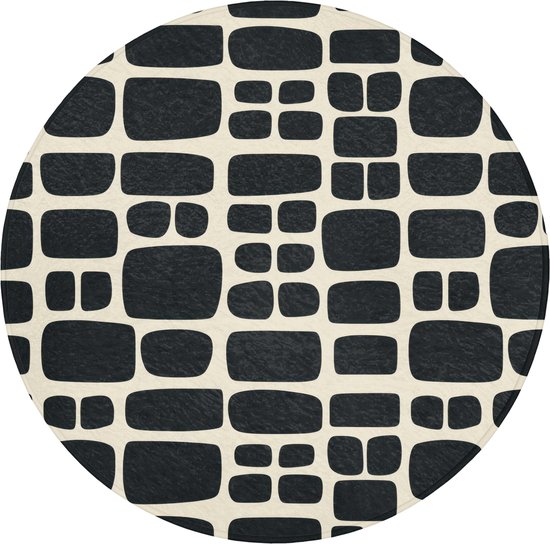 Badmat rond 70x70 cm - Antislip - Modern - Organisch - Zwart - Badmatten voor badkamer - Badkamermat - Douchemat - Ronde badkamer mat