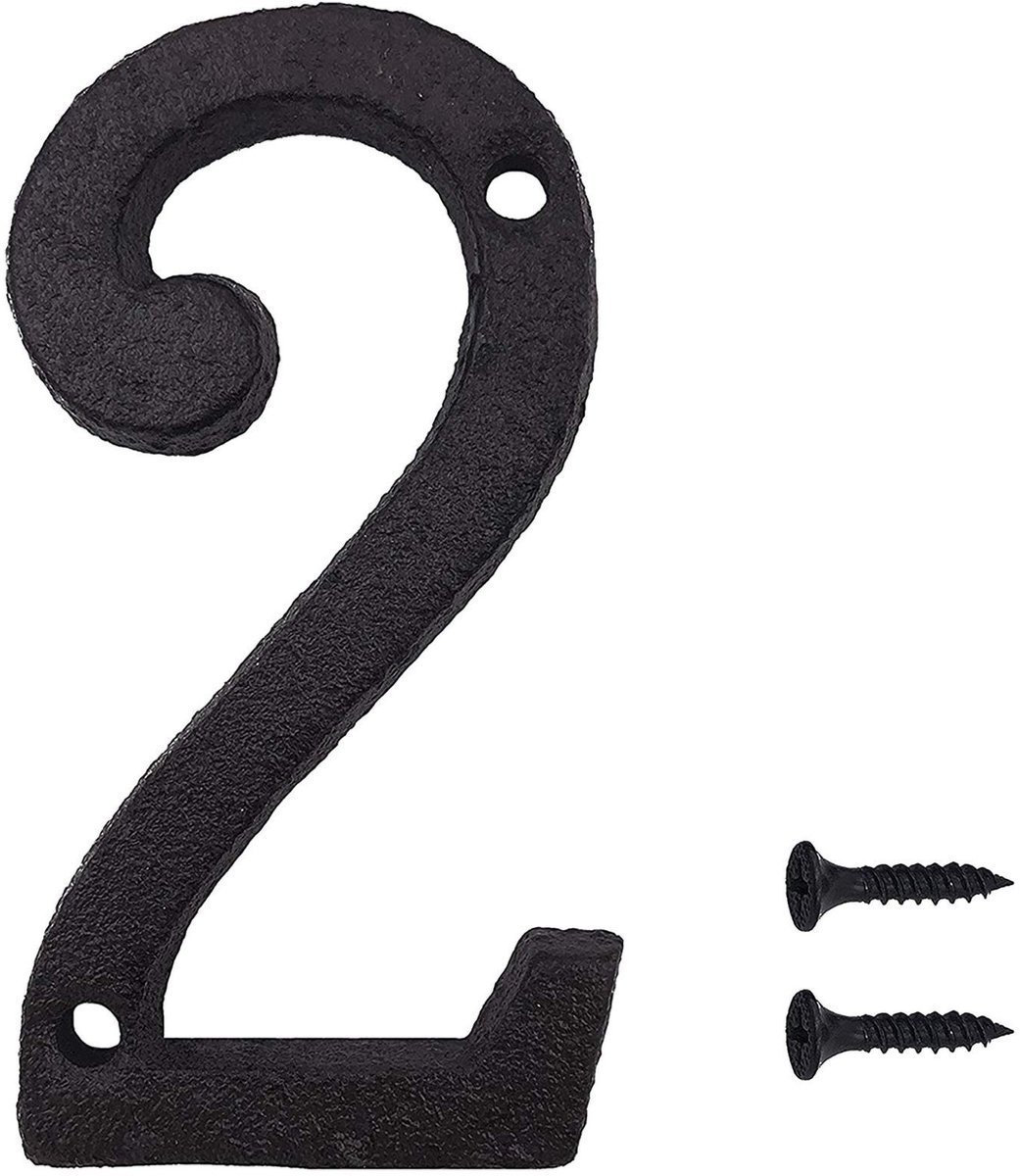 Dailygoods - Dailygoody - Gietijzeren Cijfers - Retro Metaalsignage - Zwart - Huisnummers - Duurzaam en Stevig - Geschikt voor Ingang en Adres
