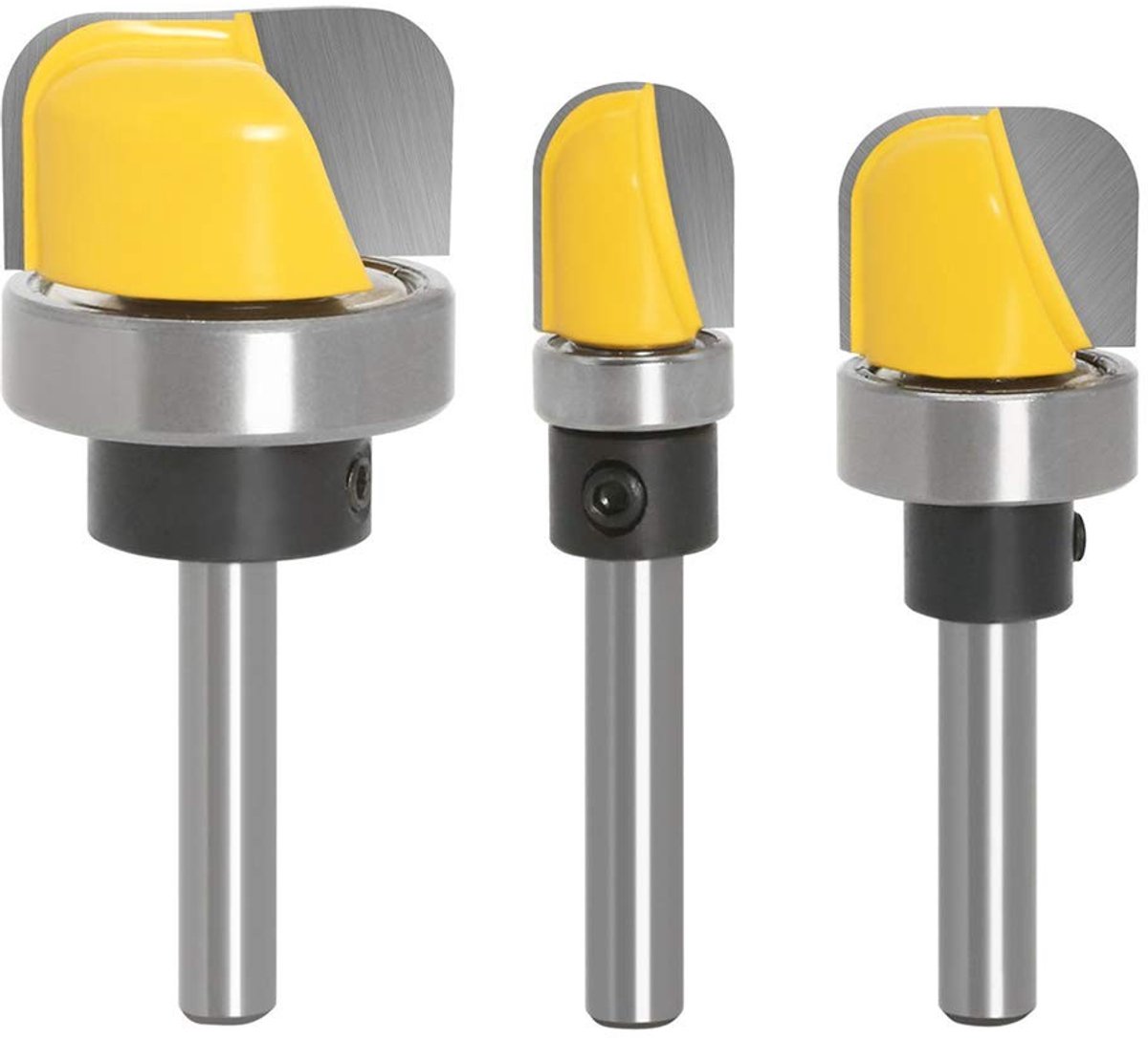 Dailygoods - Dailygoody - Diepe Ronde Bodem Neus Router Bit - Houtbewerking - 3 Stuks - Precisie Frees Tool - 1/4 Schacht - Perfect voor Lade en Kom - Ideaal voor