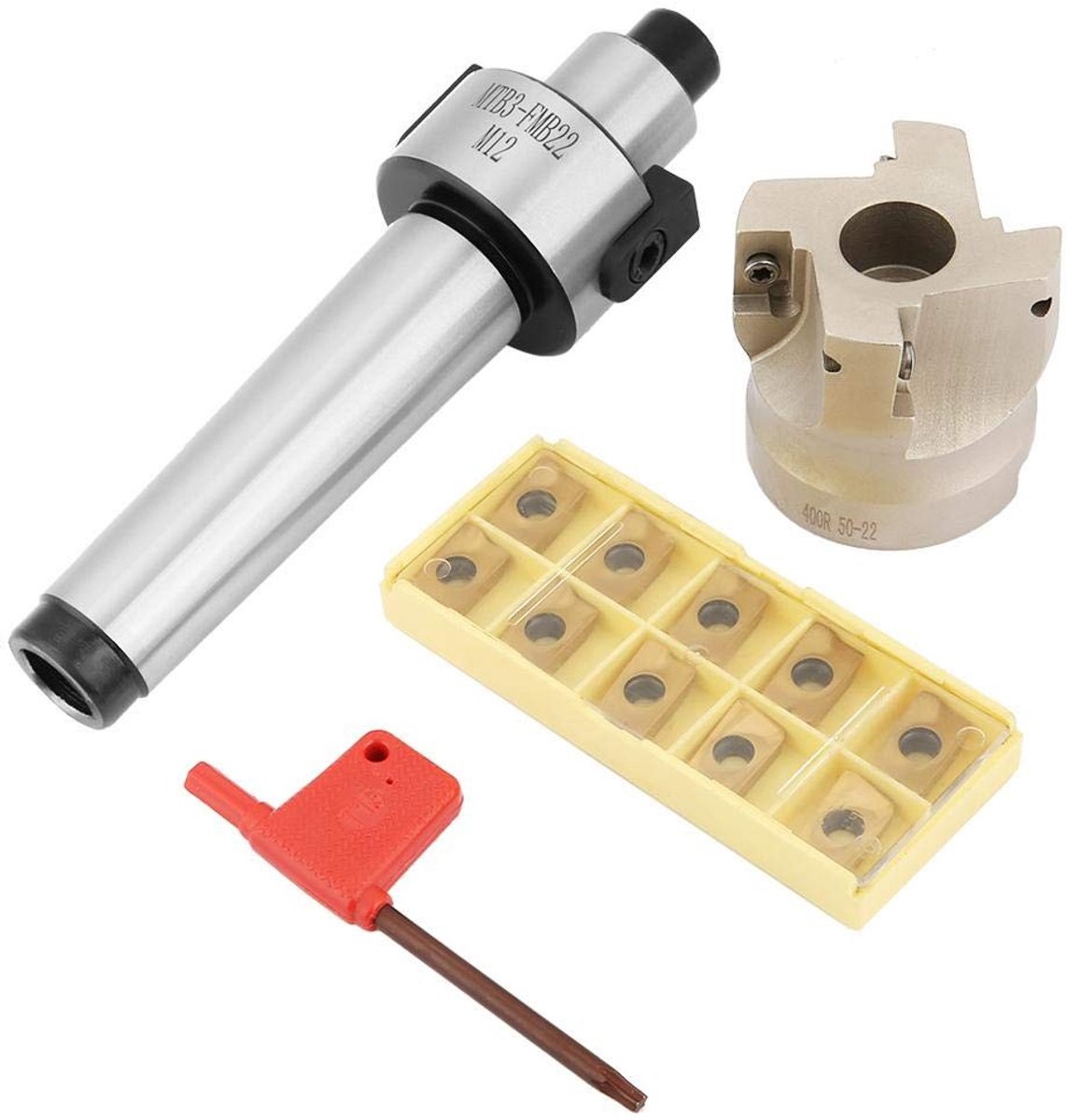 Dailygoods - Dailygoody - 400R-50-22 face mill - frezen - Ideaal voor zware toepassingen - 22 mm - Hoogwaardige APMT1604 inserts - Geschikt voor staalbewerking...