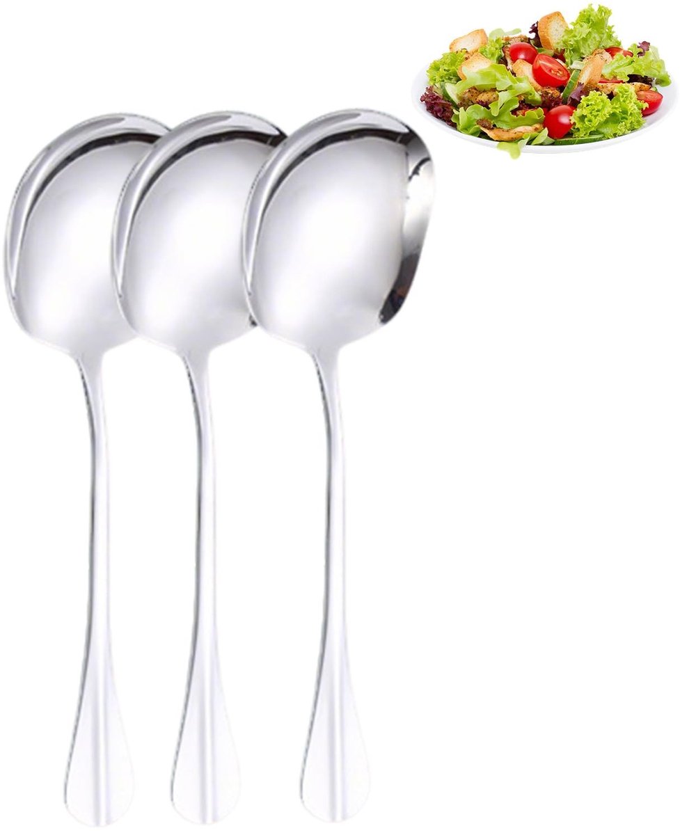 Dailygoods - 3 Stuks Roestvrijstalen Opscheplepels voor Buffet en Keuken