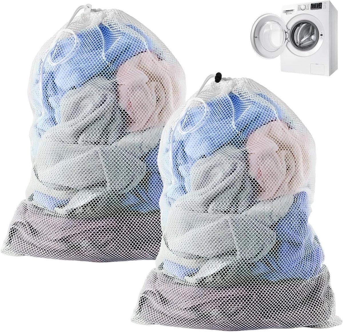 Grote Waszakken van Mesh 70 x 90 cm, Herbruikbare Wasnetten voor Wasmachine, Ideaal voor Dekenhoezen, Truien en Kledingstukken