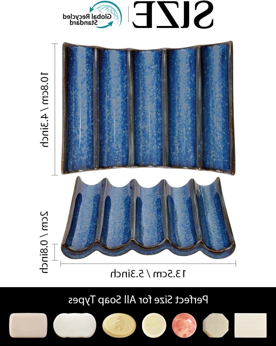 Compacte Zeepdispenser met Afvoer en Antislip Ontwerp voor Badkamer, Wastafel of Douche, Blauw - Ideaal voor Zeepbesparing en Organisatie