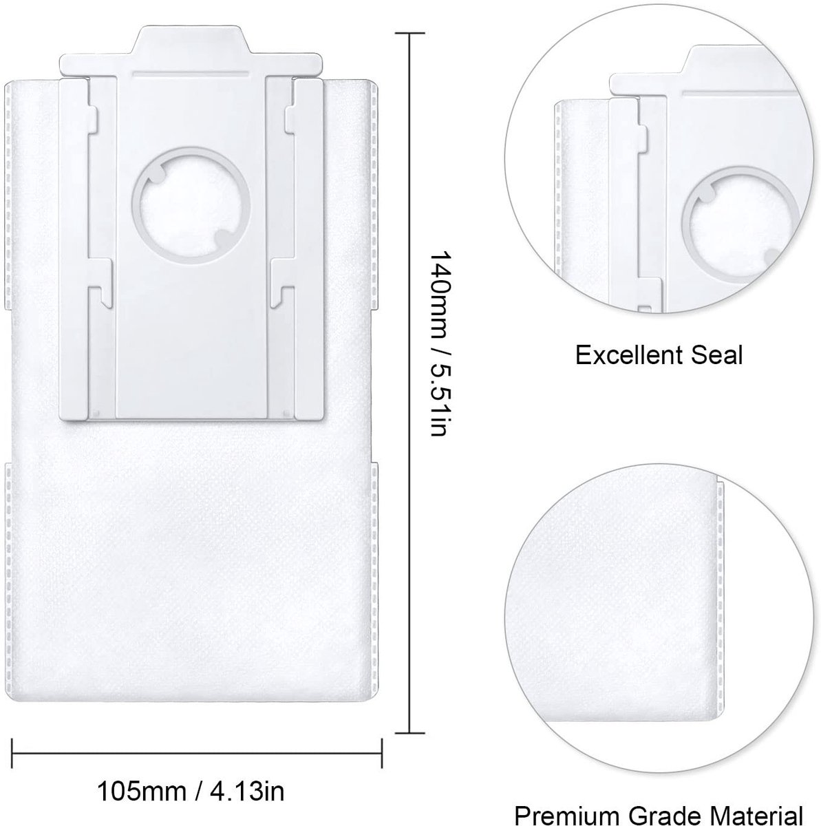 Dailygoods - Dailygoody - Stofzuigerzakken - 6 stuks - Duurzaam en sterk - 18,49 x 14 x 10,49 cm - Voor Samsung VCA-RDB95 Jet Bot+ - Voor robotstofzuiger - Re
