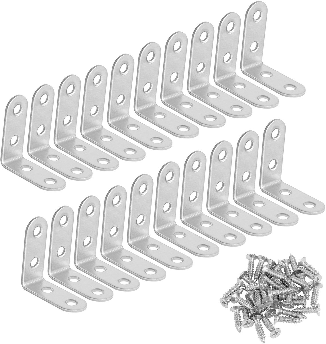 Dailygoods - Dailygoody - Rechte Hoek Beugel - L-vormige Hoekhouder - Duurzaam en Roestvrij - 90 Graden - Ideaal voor Meubelbouw - 20 Stuks