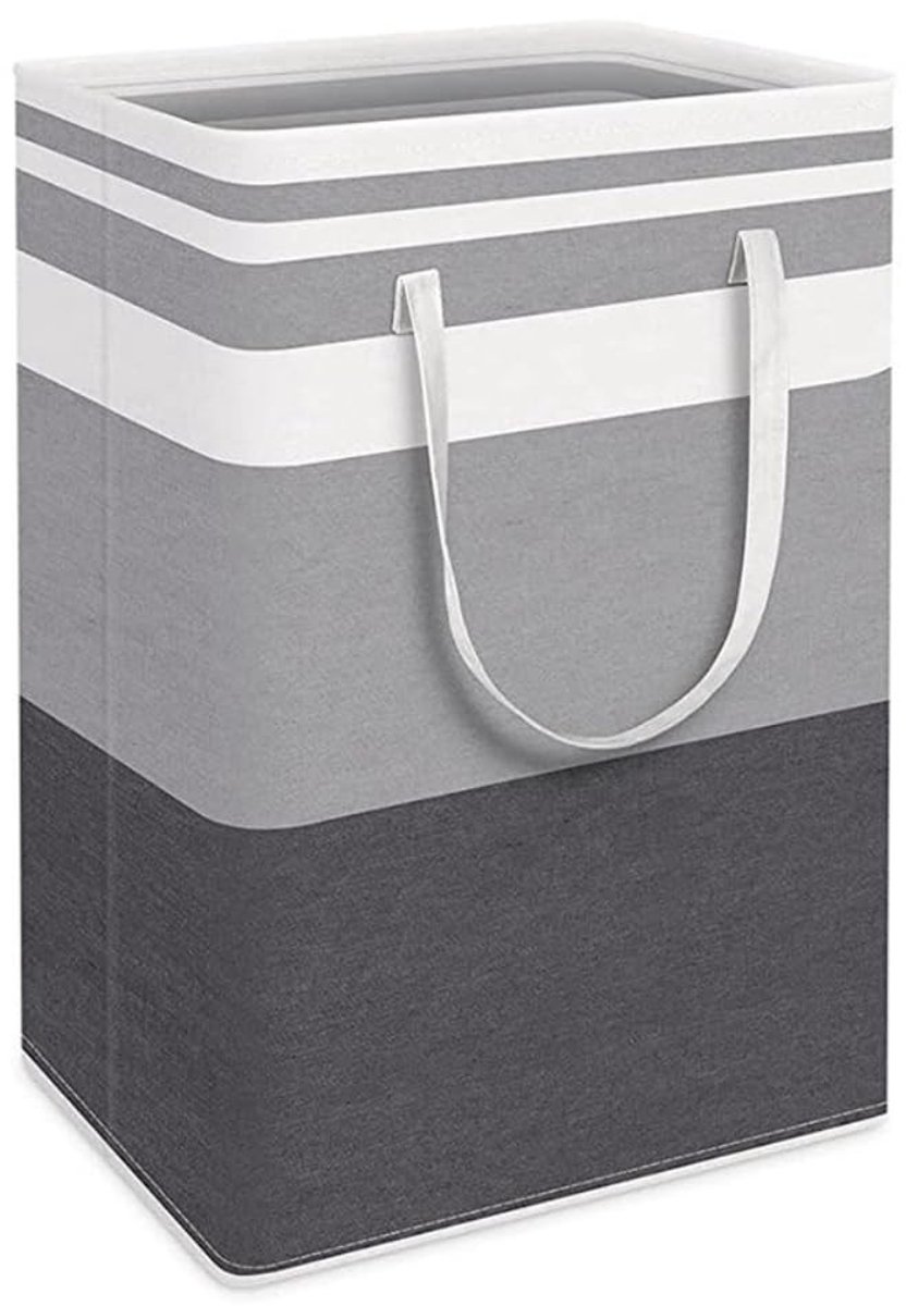 Dailygoods - Dailygoody - Vouwbare Waterdichte Wasmand met Handvat - Zwart/Wit - 39x30x62 cm