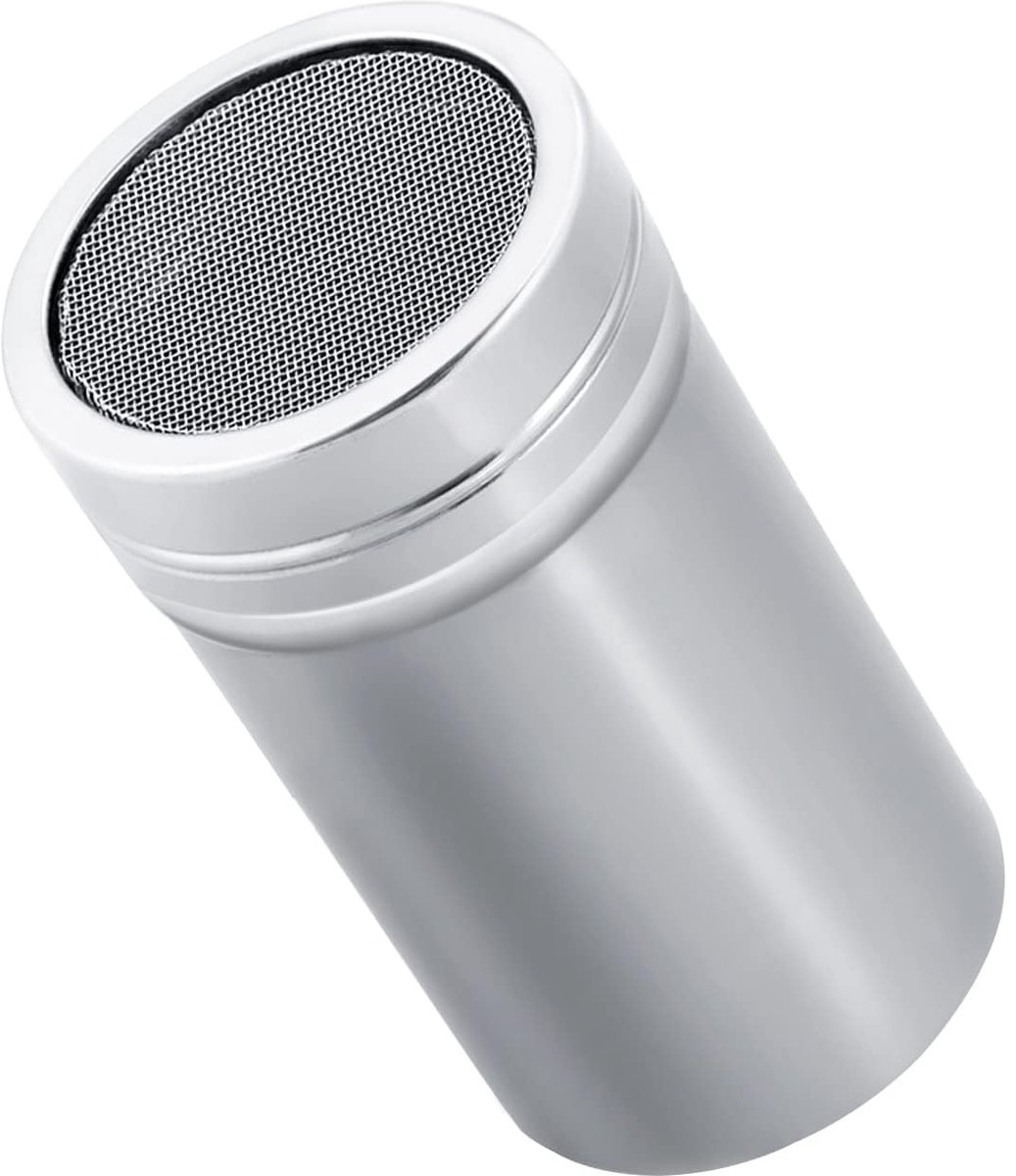 Dailygoods - Dailygoody - Poeder Suiker Shaker - Roestvrijstalen Zeef - Duurzaam en Vuilafstotend - Zilver - Ideaal voor Kaneel en Suiker - Perfect voor Bakke